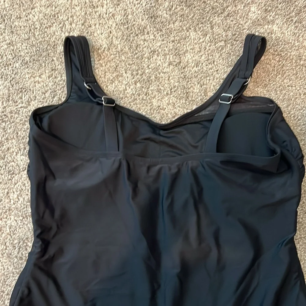 NWT Plus Size 2X black Cupshe Swimsuit mesh waistline adjustable straps‎ beach